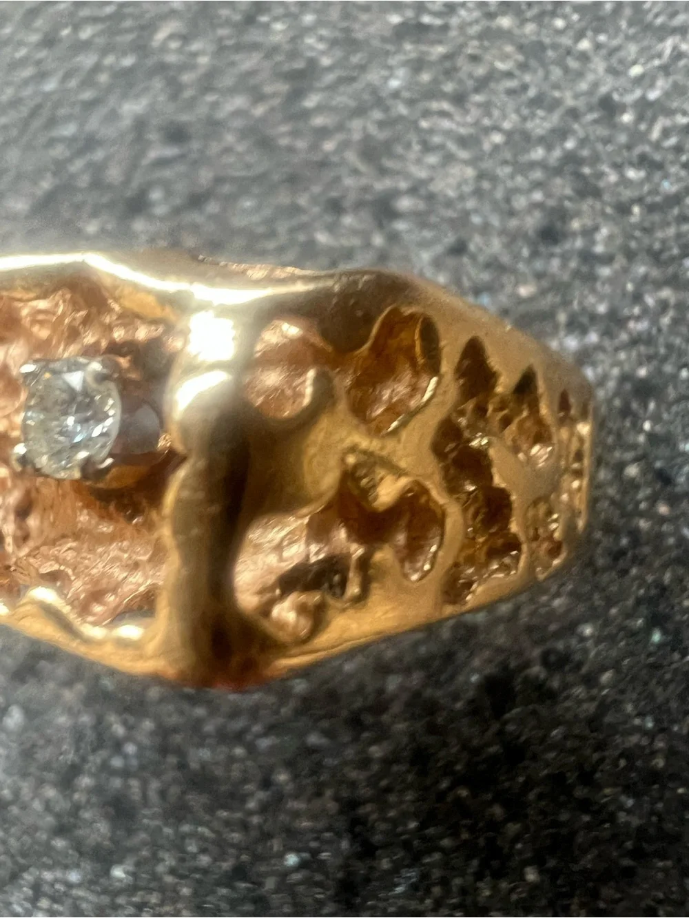 Men’s Vintage 14K Yellow Gold Diamond Nugget Ring Size 8 5.1g 0.35ct